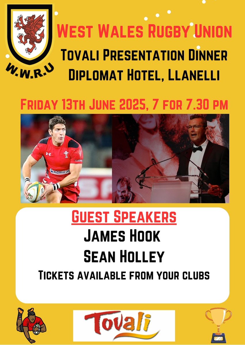 West Wales Rugby Union (@wwrugby) on Twitter photo <a href="/wwrugby/">West Wales Rugby Union</a>
Annual Tovali Presentation Dinner
Friday June 13th 2025 at the Diplomat Hotel, Felinfoel, Llanelli. <a href="/AllWalesSport/">All Wales Sport</a> <a href="/wwrugby/">West Wales Rugby Union</a>
Annual Tovali Presentation Dinner
Friday June 13th 2025 at the Diplomat Hotel, Felinfoel, Llanelli. <a href="/AllWalesSport/">All Wales Sport</a>