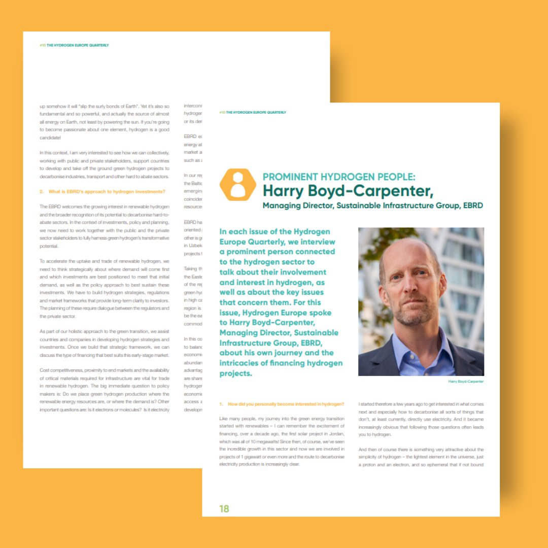 H2Europe's tweet photo. 👀Check out what Harry Boyd-Carpenter from @EBRD shares about #H2project funding, the approach to H2 #investements comparing to other #cleantechs & much more in our #H2EQuarterly prominent person spotlight.
Full article available at⤵️
https://t.co/GvtZLvOUMc https://t.co/5LXYtl9GbC