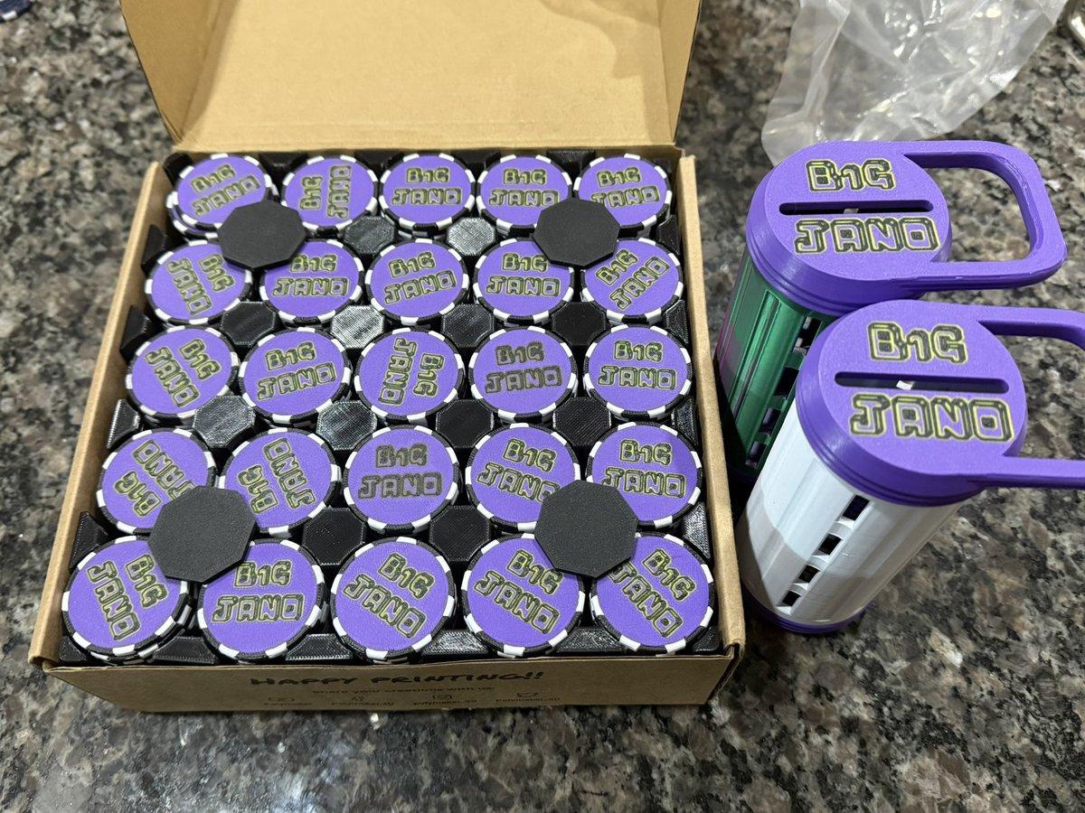Thanks to <a href="/technoside2/">TechnoSide2</a>, I have my <a href="/K2_Kevin/">K2 Kevin</a> maker chips ready for <a href="/rmrrf/">Rocky Mountain Rep Rap Festival</a> !

These are updated from last years and have a new QR code! 

Who’s getting one of these next month?!