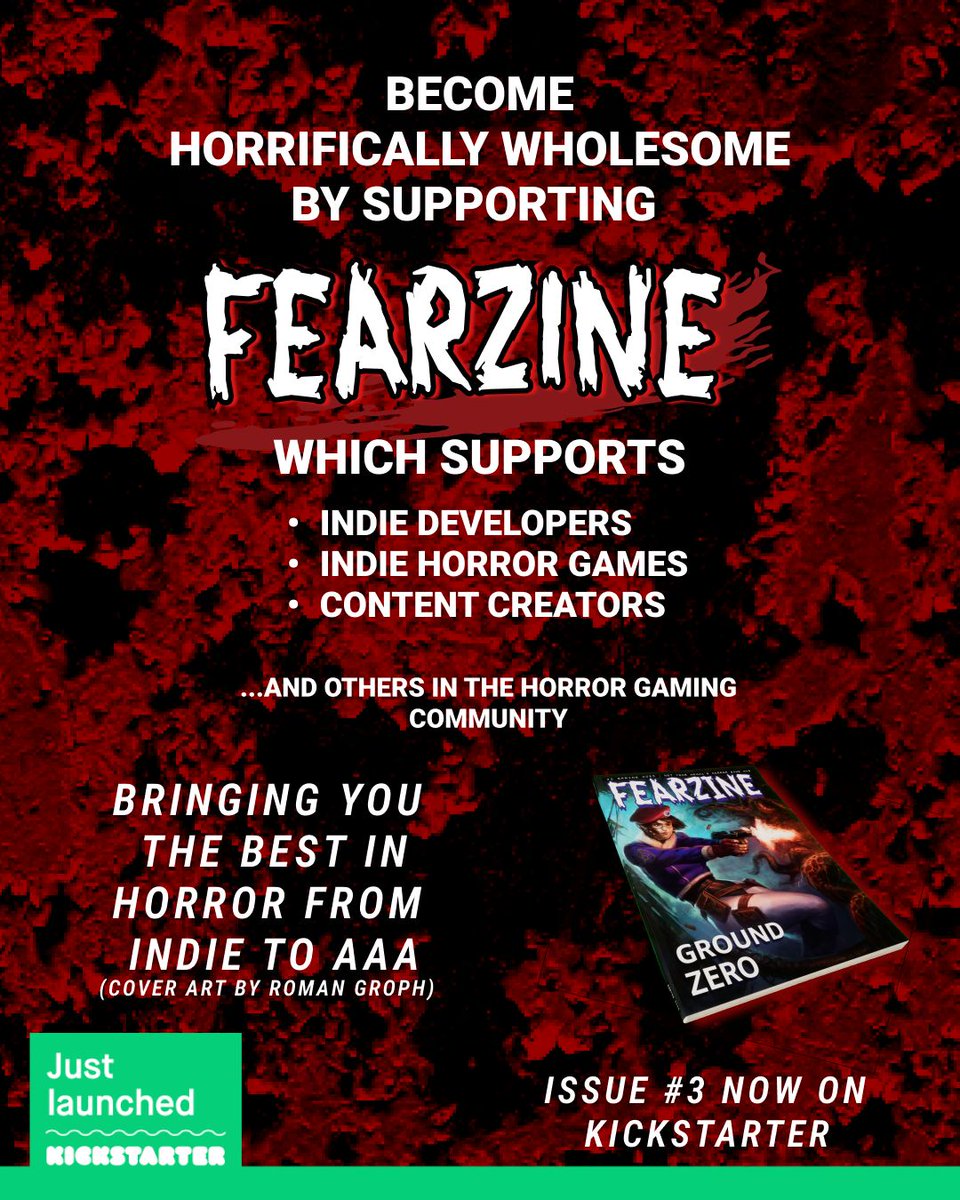 FEARZINE (@_fearzine) on Twitter photo Be Horrifically Wholesome by supporting the <a href="/Kickstarter/">Kickstarter</a>, which directly supports the #indie #horrorcommunity #Gamedevs and #contentcreators #artists, #music #composers, #streamers... We give the little guy and gal a big platform to get their work in print! Be Horrifically Wholesome by supporting the <a href="/Kickstarter/">Kickstarter</a>, which directly supports the #indie #horrorcommunity #Gamedevs and #contentcreators #artists, #music #composers, #streamers... We give the little guy and gal a big platform to get their work in print!