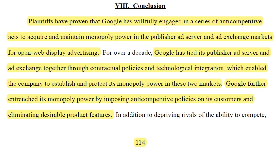 !!! "this exclusionary ****** conduct substantially harmed Google’s publisher customers******, the competitive process, and, ultimately, consumers of information on the open web." /2