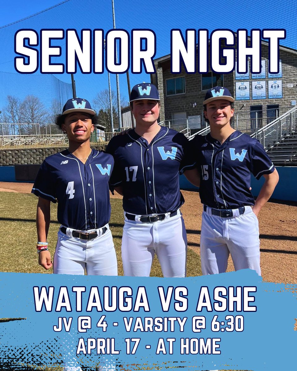 wataugaboosters's tweet photo. ⚾️🎓 It’s SENIOR NIGHT for @BaseballWatauga’n Come out and cheer on the Pioneers &amp; celebrate these 3 multi-sport seniors!

CLASS OF 2025
🎓 JOHN THOMAS COOK
🎓 MADDOX GREENE
🎓 DILLON ZARAGOZA

👉🏼 Tonight’s game will be broadcast live at https://t.co/KdMkGg020e!
@WataugaPioneers https://t.co/5hyE7GQOVm