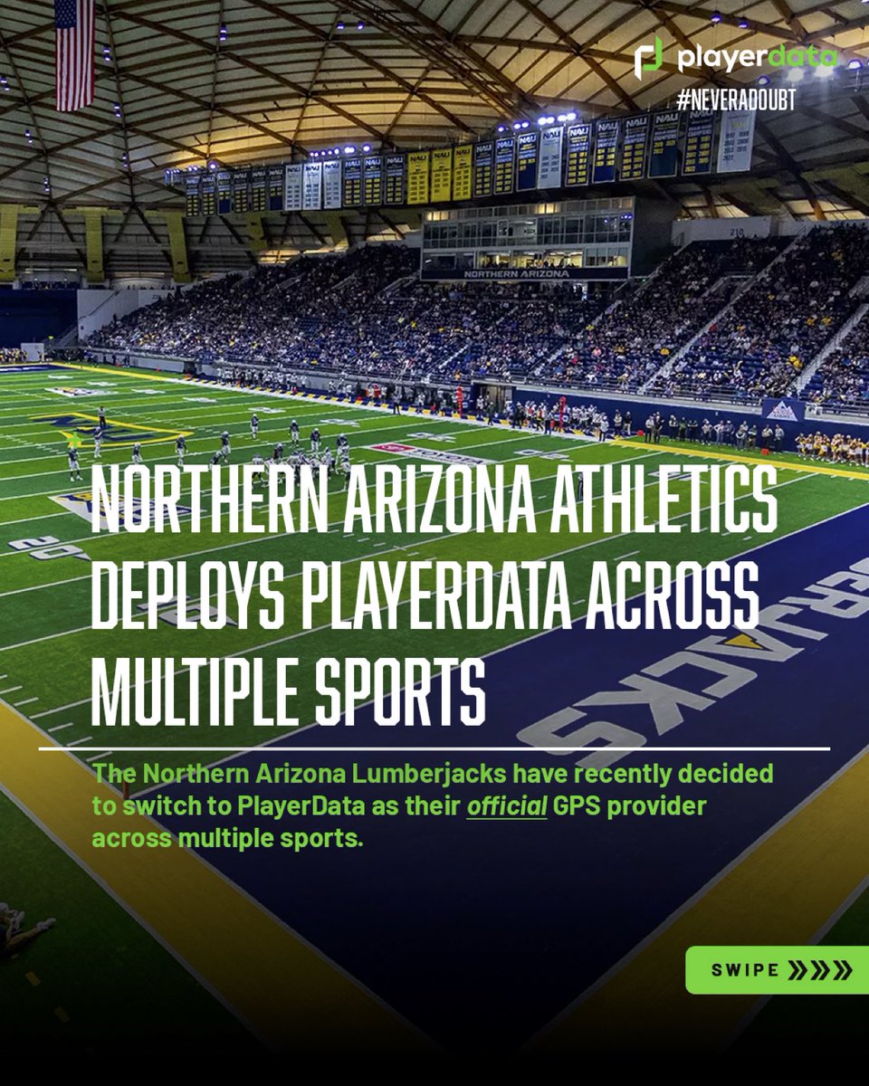 PlayerData's tweet image. One platform. Four programs. Full coverage.

NAU goes department-wide with PlayerData—tracking football, both hoops teams &amp;amp; women’s soccer, indoors and out.

Read more: playerdata.com/blog/northern-…

#PlayerData #NAUAthletics #GPSPerformance #NeverADoubt