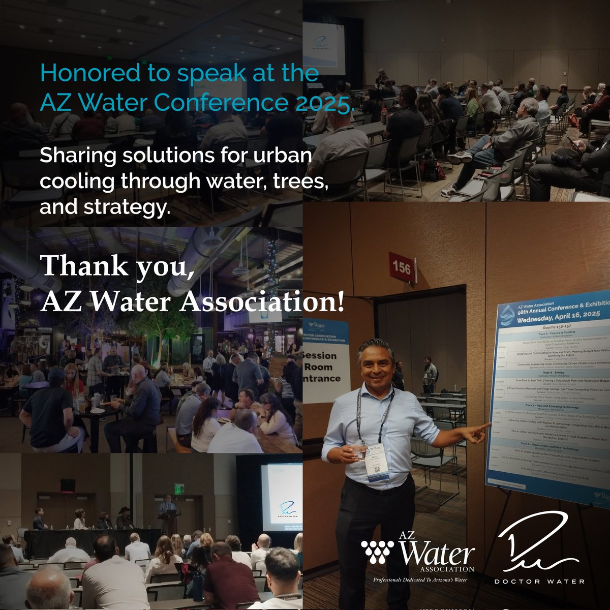 DoctorDelAgua's tweet image. What an honor!
After 98 years of AZ Water Conferences, having a voice here is a career milestone

I shared ideas on urban cooling through water, trees, and strategy, and left full of hope, ideas, and gratitude
Thank you, Arizona!
Thank you, @AZWater!

#AZWater #DrWater #Gratitude