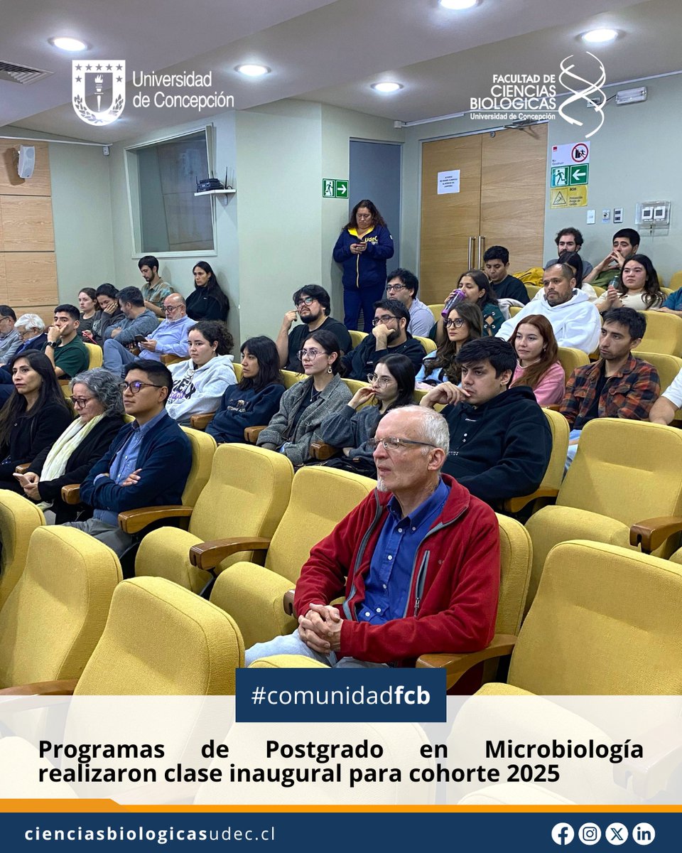 #ComunidadFCB 🧫🔬 En el auditorio Dra. Hilda Cid de la FCB UdeC, se llevó a cabo la clase inaugural de los programas de postgrado en Microbiología de la FCB UdeC.