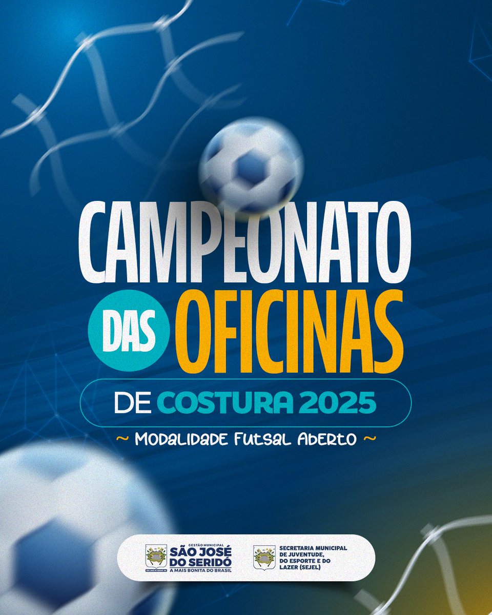 PrefSJS's tweet photo. Vem aí o Campeonato das Oficinas de Costura 2025 – Futsal Aberto! Mostre seu talento em quadra e participe! #CampeonatoDasOficinas #Futsal2025 #SãoJoséDoSeridó #SEJEL https://t.co/B0gJcFxMBa
