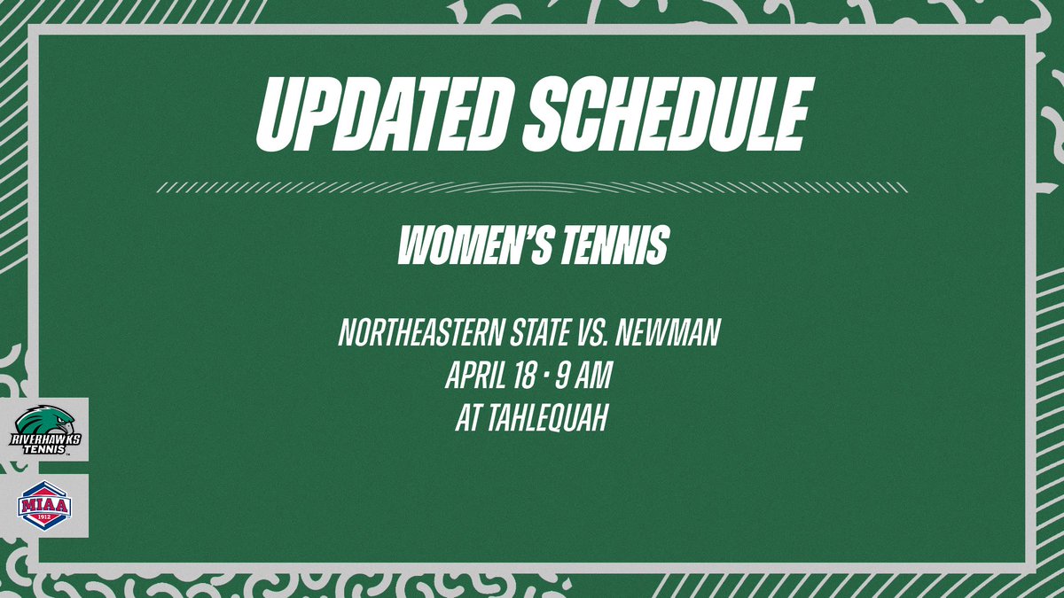 Due to the weather threat on Friday afternoon, our match with Newman has been moved to 9 a.m.  #RiseHigh