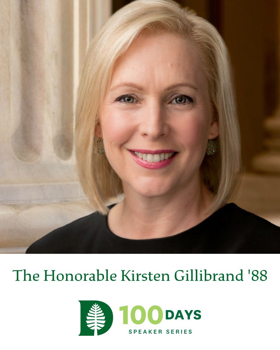 Rockefeller Center (@rockefellerctr) on Twitter photo Join <a href="/SenGillibrand/">Kirsten Gillibrand</a> '88, U.S. Senator for the State of New York, for a conversation about Senate and the Democratic Party.
4/25/2025
5 pm – 6 pm
Filene Auditorium
Register: dartgo.org/100DaysGillibr…
Livestream: dartgo.org/100DaysGillibr…
#Dartmouth #DartmouthAlumni Join <a href="/SenGillibrand/">Kirsten Gillibrand</a> '88, U.S. Senator for the State of New York, for a conversation about Senate and the Democratic Party.
4/25/2025
5 pm – 6 pm
Filene Auditorium
Register: dartgo.org/100DaysGillibr…
Livestream: dartgo.org/100DaysGillibr…
#Dartmouth #DartmouthAlumni