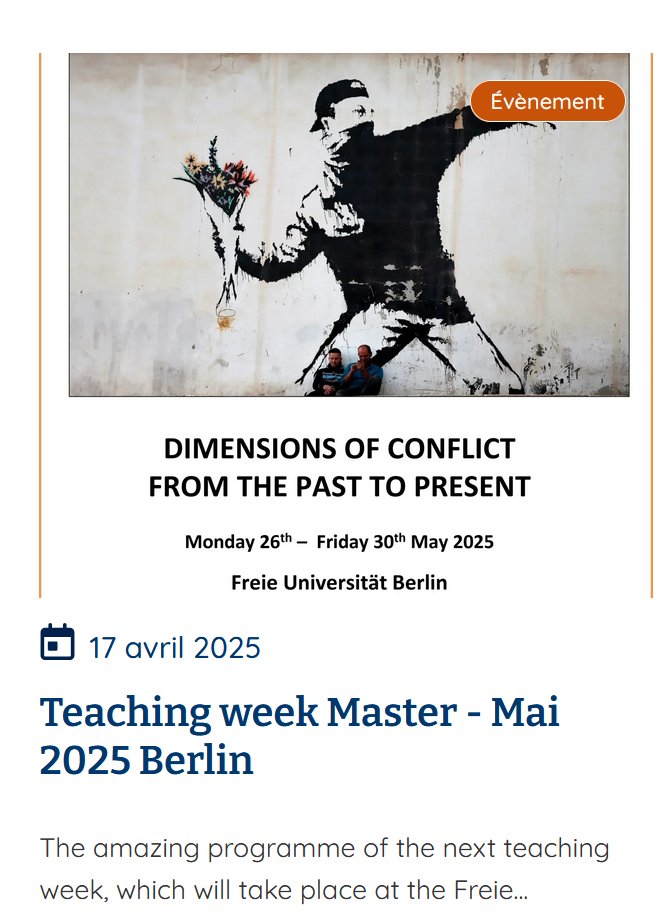 EurArchal's tweet photo. La prochaine semaine de formation sur le défi 3 « Conflits, mobilité et migrations » aura lieu du 26 au 30 mai à Berlin (Freie Universität Berlin) et portera sur « Dimensions of conflict, from the past to the future ». https://t.co/HM1wplhDkK