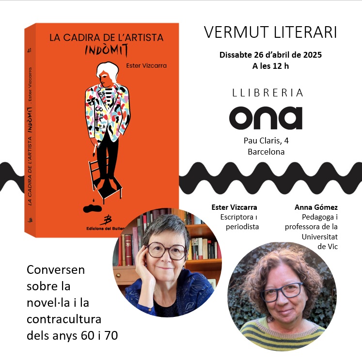 L'escriptora <a href="/EsterVizcarra/">Ester Vizcarra</a> encara un #SantJordi molt atractiu amb "La cadira de l'artista indòmit" i les peripècies de l'artista abstracte Solbes Arjona.
23/04 Fira de Mollet del Vallès en <a href="/radiomollet963/">Ràdio Mollet 96.3 FM</a>.
26/04 VERMUT LITERARI en <a href="/OnaLlibres/">Ona Llibres</a>  amb Anna Gómez.