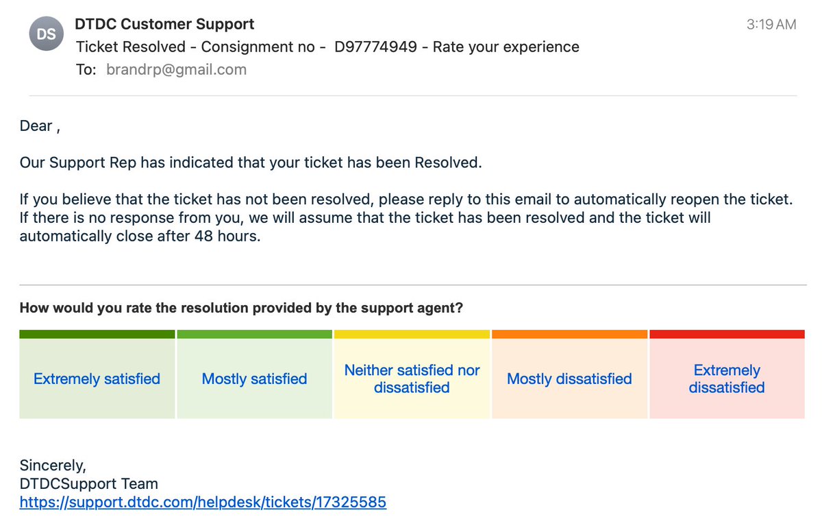 brandrp's tweet photo. @DTDCIndia Now the email says Ticket Resolved. 

Where is my packet? 

What is going on @DTDCIndia https://t.co/h61GL8gMPw