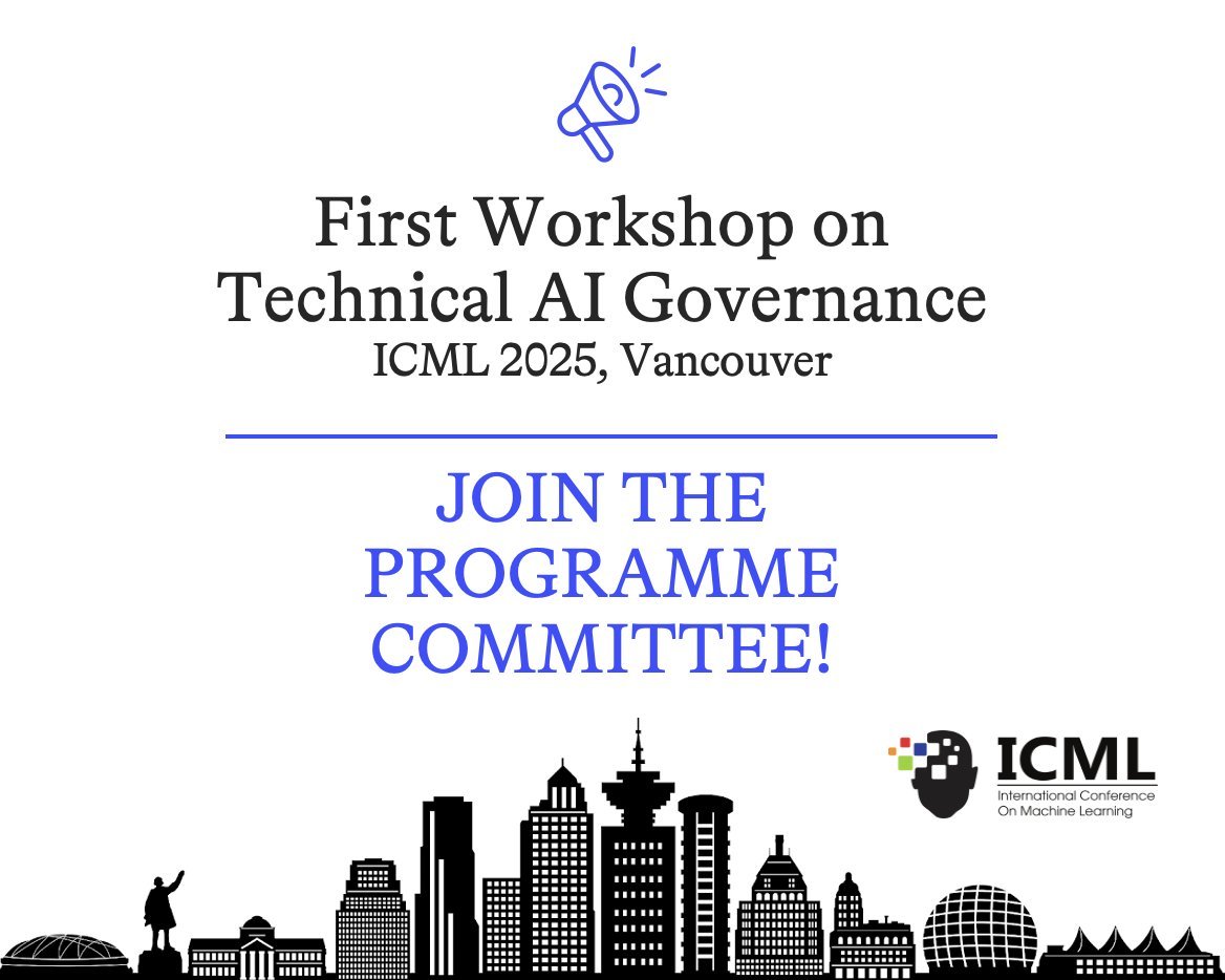 🚨 Call for Reviewers! 
If you're interested in reviewing 2–3 short papers in May for the First Workshop on Technical AI Governance at #ICML2025, please fill out our quick expression of interest form (takes &lt;2 mins!) ✍️