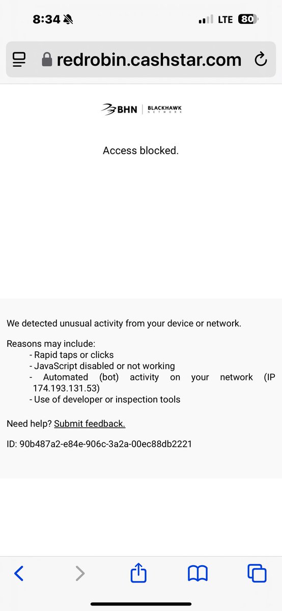 How the hell do you get blocked for trying to buy something!! What is going on <a href="/redrobinburgers/">Red Robin</a> #redrobin