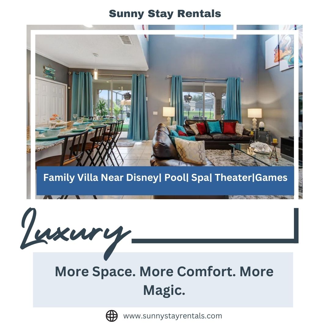 RentalsStay's tweet photo. Why Families Choose Sunny Stay Rentals Over Hotels? 

More Space: 5 bedrooms + 4 bathrooms = room for everyone!
More Comfort: Sleeps up to 14 guests.
More Magic: Fully equipped kitchen, cozy living areas, private pool, just minutes from Disney World!

 #VacationRentalNearDisney https://t.co/21EW6yLICC