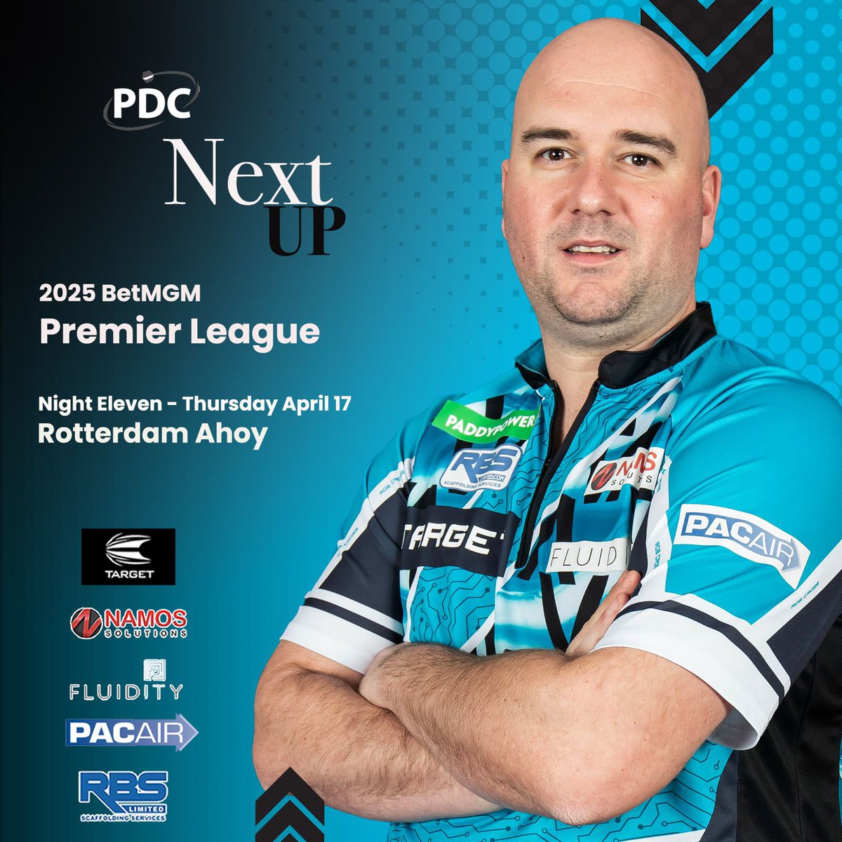 Rob Cross (@robcross180) on Twitter photo Ready for Rotterdam! This is always such an epic night. Amazing atmosphere. The race for the top four is really close, need wins. ⚡️
<a href="/TargetDarts/">Target Darts</a>
<a href="/NamosSolutions/">Namos Solutions</a>
<a href="/PwrByFluidity/">Powered By Fluidity</a>
@PAC_AIR
<a href="/ScottRBSLtd/">Scott Bain</a>
📸 <a href="/taylanningpix/">Taylor Lanning</a> Ready for Rotterdam! This is always such an epic night. Amazing atmosphere. The race for the top four is really close, need wins. ⚡️
<a href="/TargetDarts/">Target Darts</a>
<a href="/NamosSolutions/">Namos Solutions</a>
<a href="/PwrByFluidity/">Powered By Fluidity</a>
@PAC_AIR
<a href="/ScottRBSLtd/">Scott Bain</a>
📸 <a href="/taylanningpix/">Taylor Lanning</a>