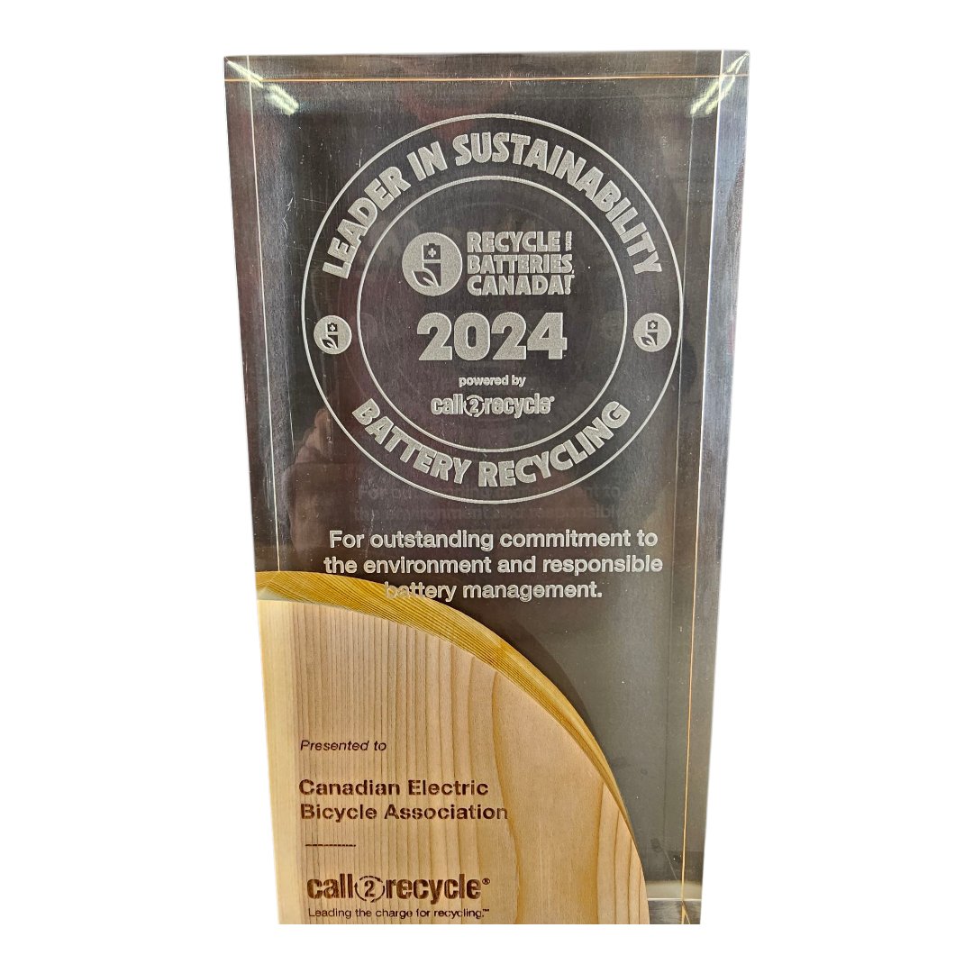 Big news!
The Canadian Electric Bicycle Association has been named a 2024 Leader in Sustainability &amp; Battery Recycling!
Proud to champion clean, responsible e-mobility.
#Sustainability #EBikes #BatteryRecycling #GreenTech