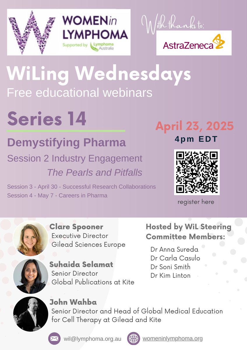 A huge THANK YOU to Michelle Dawson and Nina Shah for an incredible webinar yesterday! What a great way to kick off the series. Up next - Session 2 "Industry Engagement" with Clare Spooner, Suhaida Selamat and John Wahba. Register here:   us06web.zoom.us/webinar/regist…