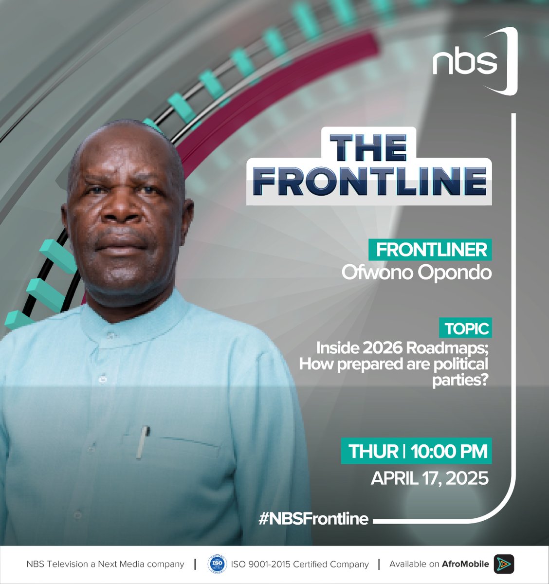 NBS Television (@nbstv) on Twitter photo Inside 2026 Roadmaps: How prepared are political parties?
<a href="/OfwonoOpondo/">Ofwono Opondo P'Odel</a> joins the panelists tonight on #NBSFrontline to discuss this and more.
Host: <a href="/SimonKaggwaNjal/">Simon Kaggwa Njala</a>
#NBSUpdates Inside 2026 Roadmaps: How prepared are political parties?
<a href="/OfwonoOpondo/">Ofwono Opondo P'Odel</a> joins the panelists tonight on #NBSFrontline to discuss this and more.
Host: <a href="/SimonKaggwaNjal/">Simon Kaggwa Njala</a>
#NBSUpdates