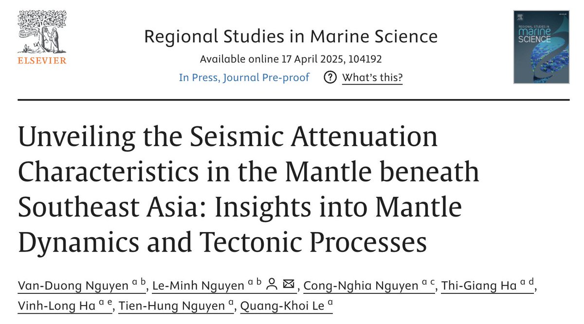 NguyenC99180975's tweet photo. Glad to share my new co-author paper, using multiple ScS and sScS to estimate the attenuation for the mantle beneath the oceanic crust in South East Asia.
https://t.co/hemcxILz1s https://t.co/Kgabk6dyLd