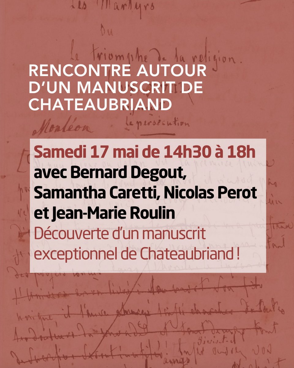 SCustine's tweet photo. 📖🪶 @ChateaubriandVL organise une rencontre pour faire découvrir les manuscrits exceptionnels à l'origine des Martyrs de Chateaubriand, acquis par @hautsdeseinefr. Delphine de #Custine avait inspiré le personnage de Velléda dont le chant a été écrit au château de #Fervaques. https://t.co/nFZsxOJZmL