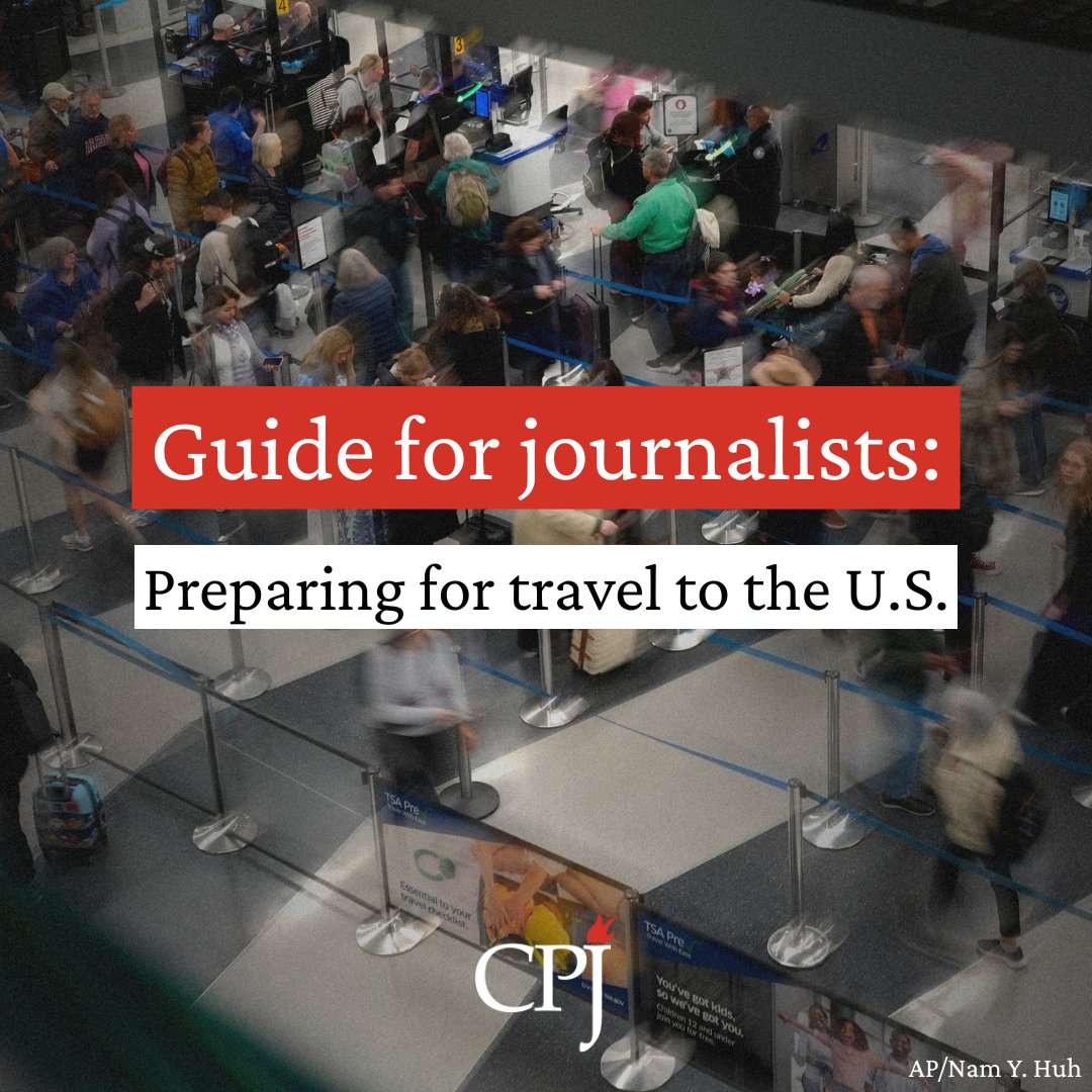 Journalists traveling to the US: Be prepared for increased border control🚨 CPJ’s new safety advisory outlines the digital, physical, and legal tips you need to know to mitigate the risks posed by changes in US travel.

Read more: cpj.org/2025/04/cpj-sa…