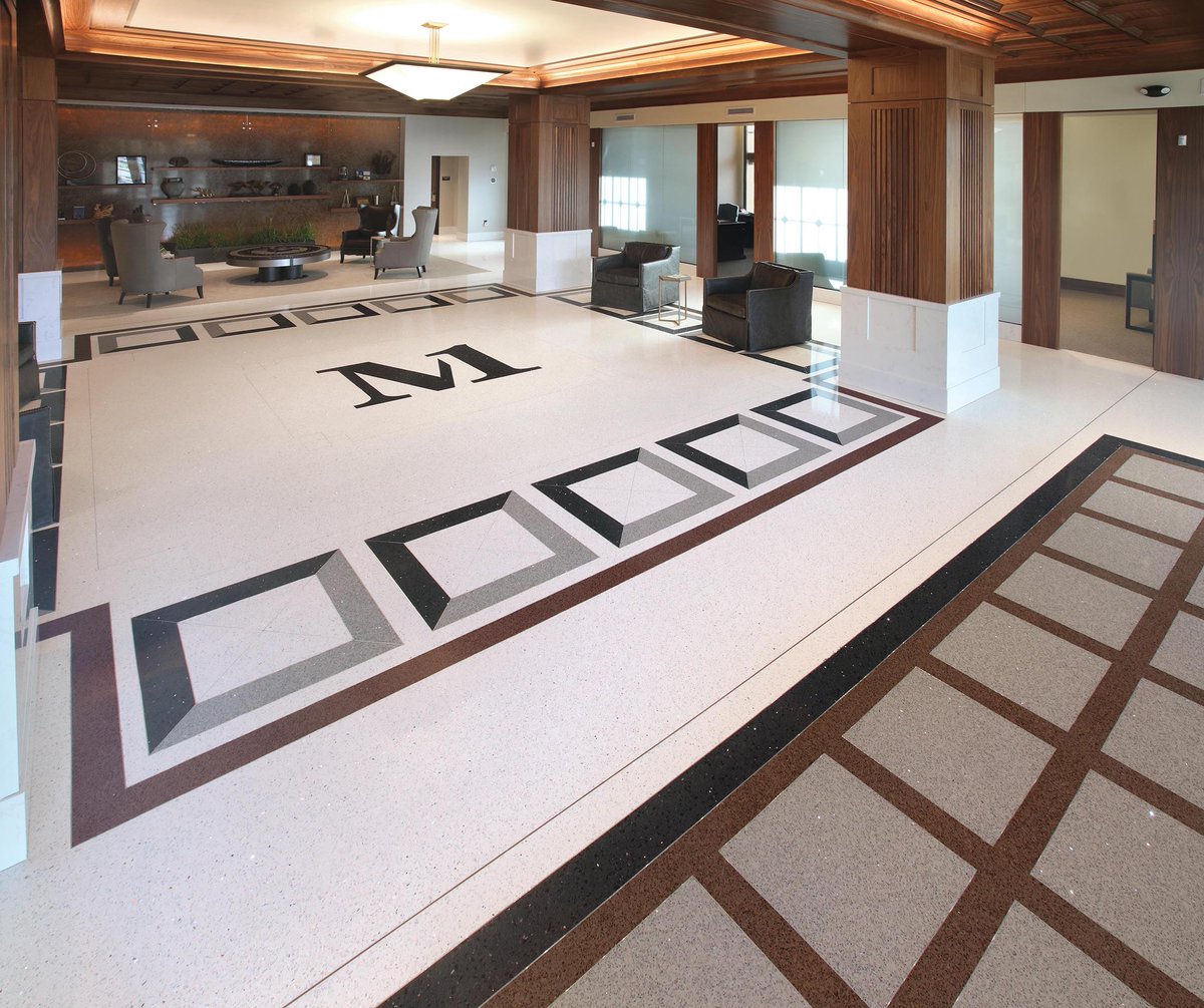 NCTerrazzo's tweet photo. High-traffic areas? No worries. Terrazzo flooring is made to handle it all. #FlooredByTerrazzo 📸: Viken Djaferian, FotoGrafix https://t.co/8RXK7nEo0F