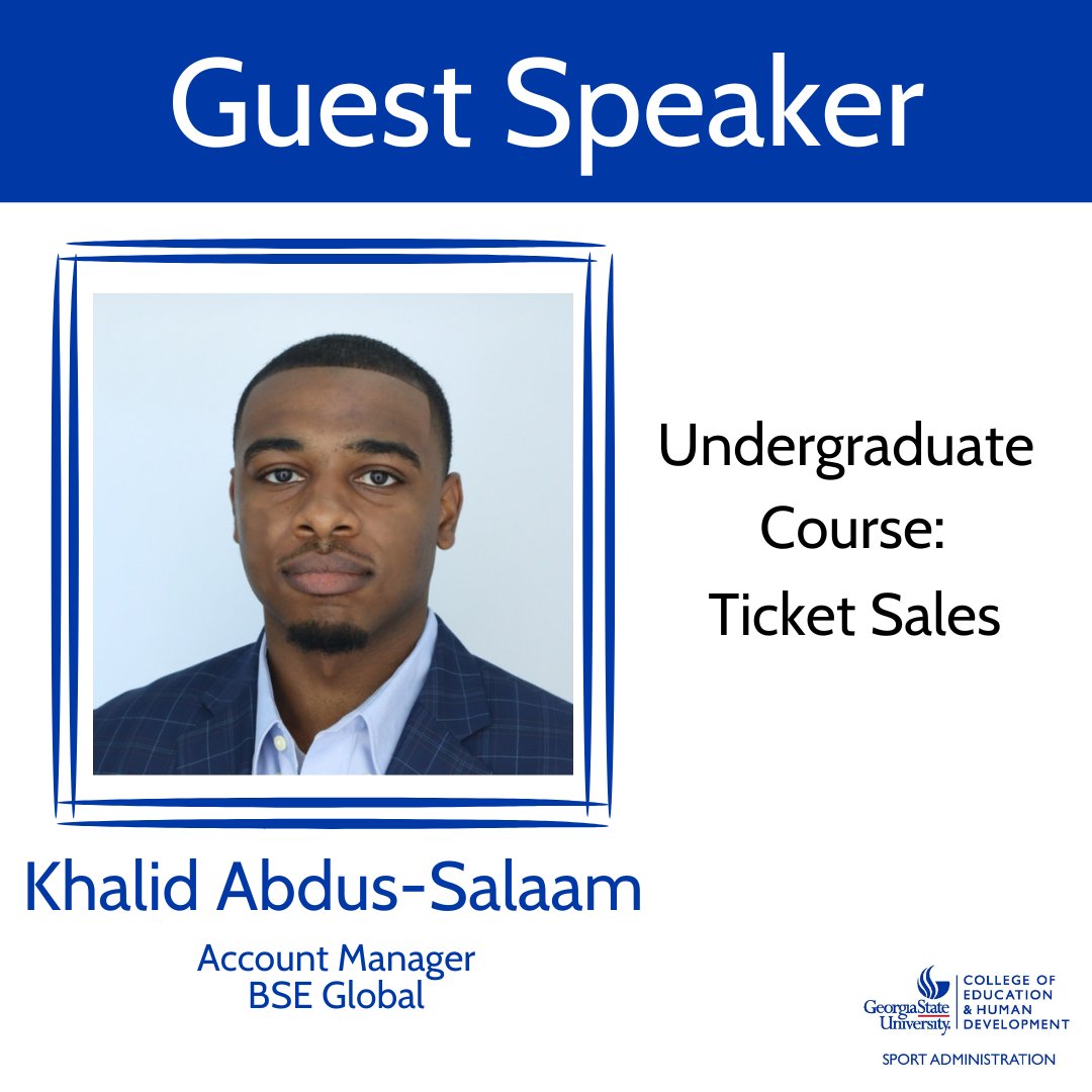 We want to extend our gratitude to BSE Global Account Manager and proud program alumnus Khalid Abdus-Salaam ('24) for joining Dr. Natalie Bunch's undergraduate Ticket Sales class earlier this week! #GSUSportAdmin