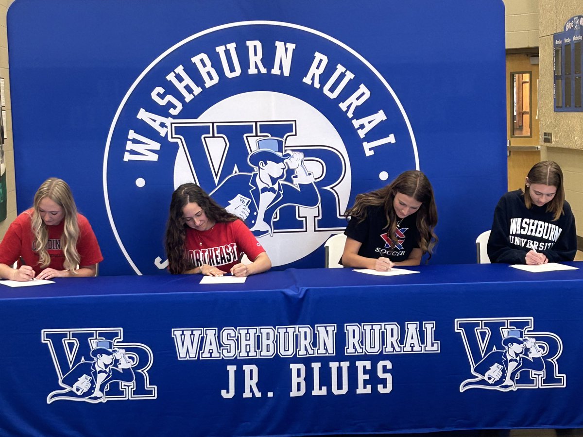 Congrats to Rylee, Addyson, Hailey, &amp; Kinlee on their Signing today! ⁦<a href="/RuralXC/">Washburn Rural XC</a>⁩ ⁦<a href="/RuralSoccer/">WRHS Soccer</a>⁩