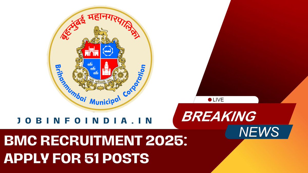 Jobinfoindia's tweet photo. BMC Recruitment 2025: Apply for 51 Posts Including Medical Officer, Lab Technician, and More https://t.co/PrahFriVCg https://t.co/XZIO9hHw4g