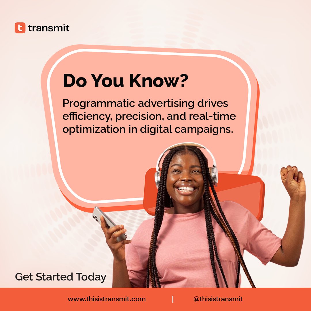 thisistransmit's tweet image. Do you know what powers high-performing digital campaigns?
Programmatic advertising — built for precision, efficiency, and real-time optimization.

If you&apos;re ready to scale smarter, we&apos;re ready to help.
Let’s talk.

#PoweredByTransmit #ProgrammaticAdvertising #AdTechInnovation