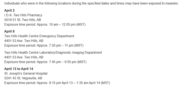 Alberta Health Services has been notified of additional confirmed cases of measles within the Central Zone. At least two of the individual cases have also been in public settings while infectious. Learn more: albertahealthservices.ca/news/Page18890…