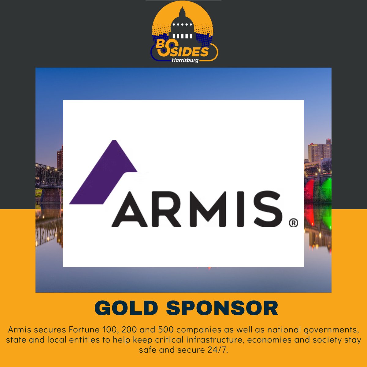 We're excited to announce <a href="/ArmisSecurity/">Armis</a>  as a Gold Sponsor for BSides Harrisburg 2025!

Join us, April 25 2025, for cutting-edge talks, hands-on villages, and lots of networking opportunities: eventzilla.net/e/bsides-harri…