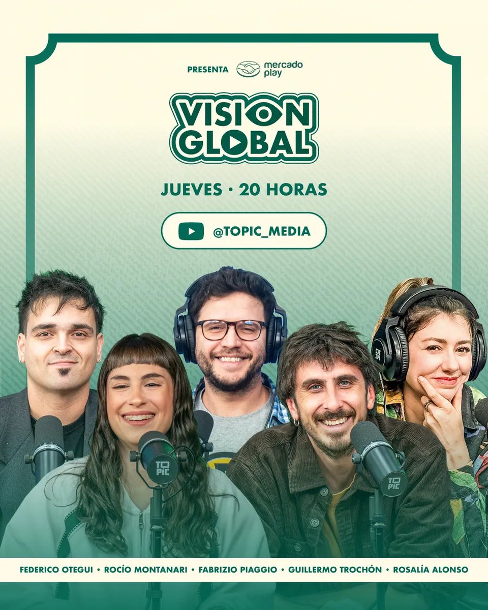 💣 ESTRENO - ON DEMAND 💣

▶️ Comienza el ciclo de #VisiónGlobal en #Topic ⚡️

🎬 Un programa para analizar series y películas a la uruguaya.

📌 Todos 𝗹𝗼𝘀 𝗝𝗨𝗘𝗩𝗘𝗦 𝗮 𝗹𝗮𝘀 𝟮𝟬 𝗛𝗢𝗥𝗔𝗦 en nuestro canal de #YouTube.