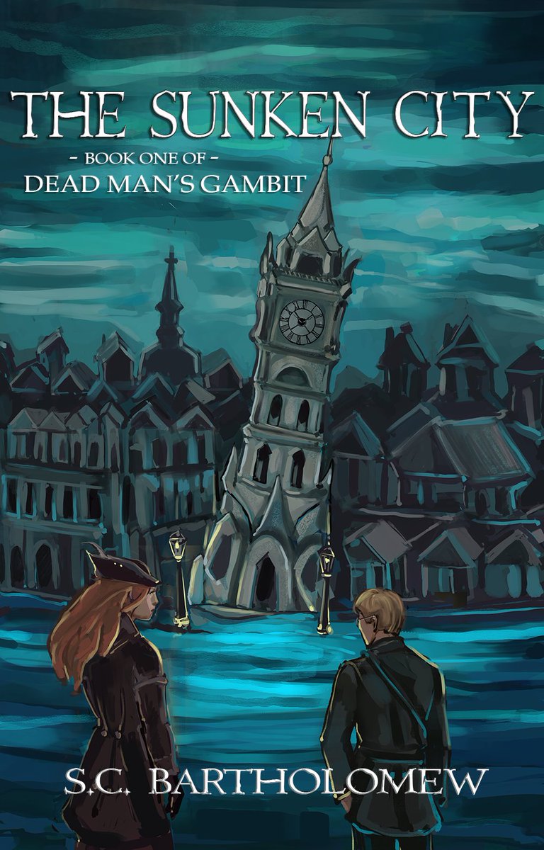 AdVictoriam33's tweet image. Here is the cover to my first novel, Dead Man's Gambit: The Sunken City!
Will you be ready to transcend the mundane below the waves of the plagued seaside town of Carthage Ridge?
Thank you @synaethra for making the cover. Y'all should show her some love and give her a follow!