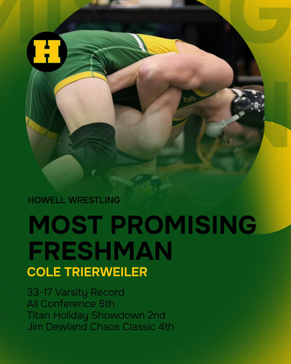 The Most Promising Freshman as elected by his teammates for the 2024-25 season is Cole Trierweiler. Cole put together a solid freshmen campaign notching some quality wins including a couple of state placers. Cole has a great career in front of him!