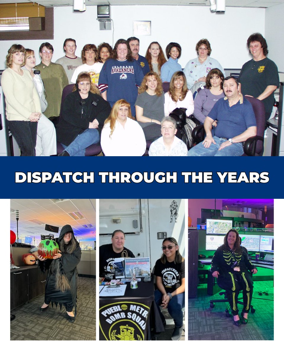 PuebloPolice1's tweet photo. In March 1937, Pueblo PD got its first radio system. By 2024, dispatchers now multitask with 6 screens! 🎉 One week isn’t enough to honor their hard work. Thank you, dispatchers! 💛💙 #EmergencyDispatch #FirstResponders #DispatchersWeek #ThankYouDispatchers https://t.co/Fbv3Cgr9qS