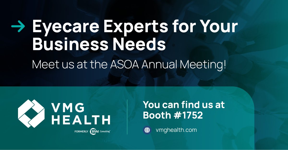 VMG Health (formerly BSM Consulting) is proud to speak and exhibit at the ASCRS/ASOA 2025 Annual Meeting. To learn more about their participation in this year’s show, visit: vmghealth.com/asoa-ascrs-202…
