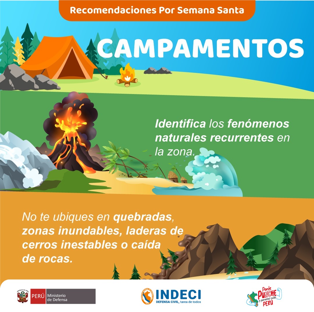 indeciperu's tweet image. ⚠️Las emergencias pueden ocurrir en cualquier momento
🚨Sigue estas recomendaciones del INDECI por Semana Santa
🔄Comparte esta información
#Recomendaciones
#SemanaSanta
#Campamentos