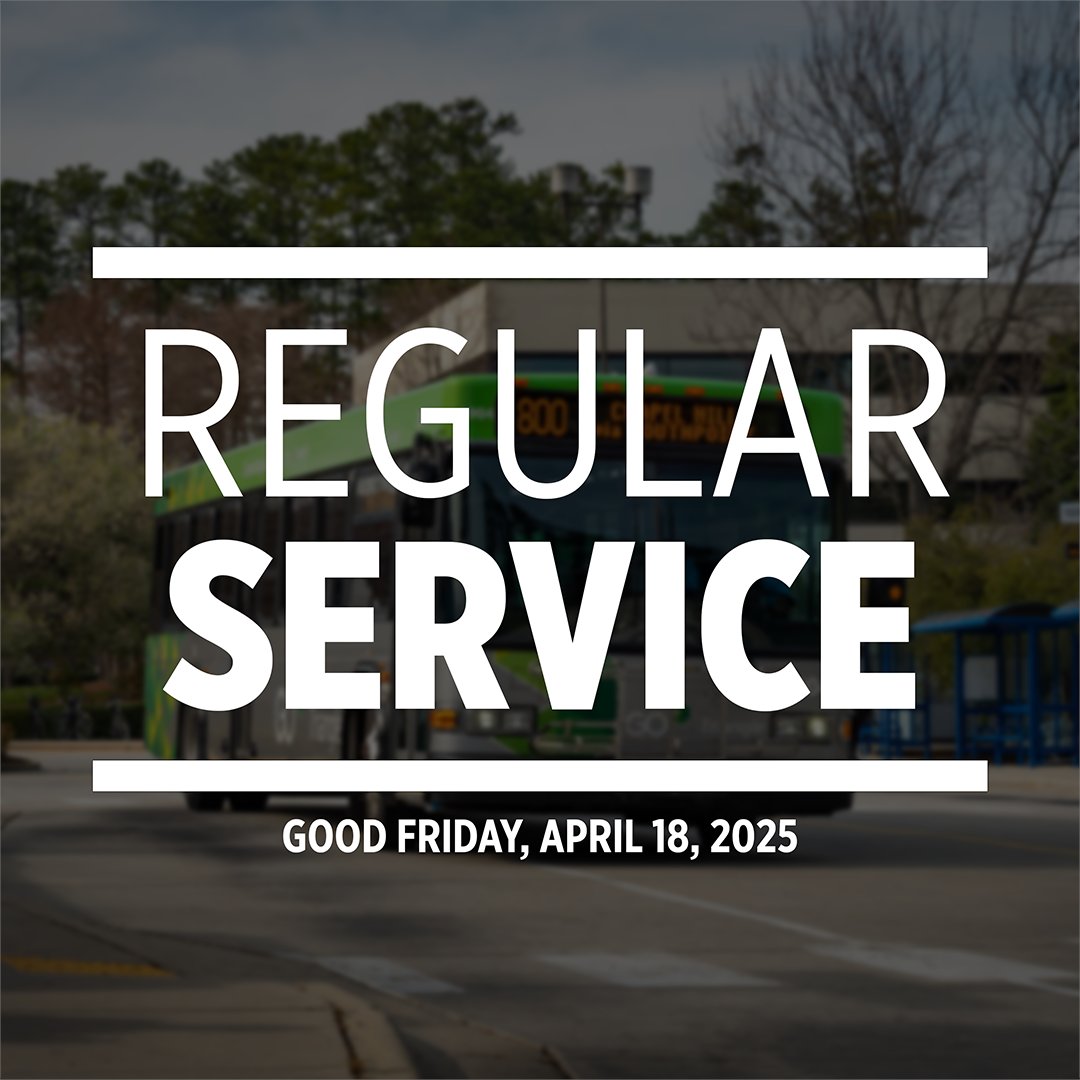 GoTriangle's tweet photo. 🚨 Rider Alert 🚨
GoTriangle will run regular level service on Friday, April 18th.
#GoTriangle #Transit #GoodFriday https://t.co/tXz5H8FmA2