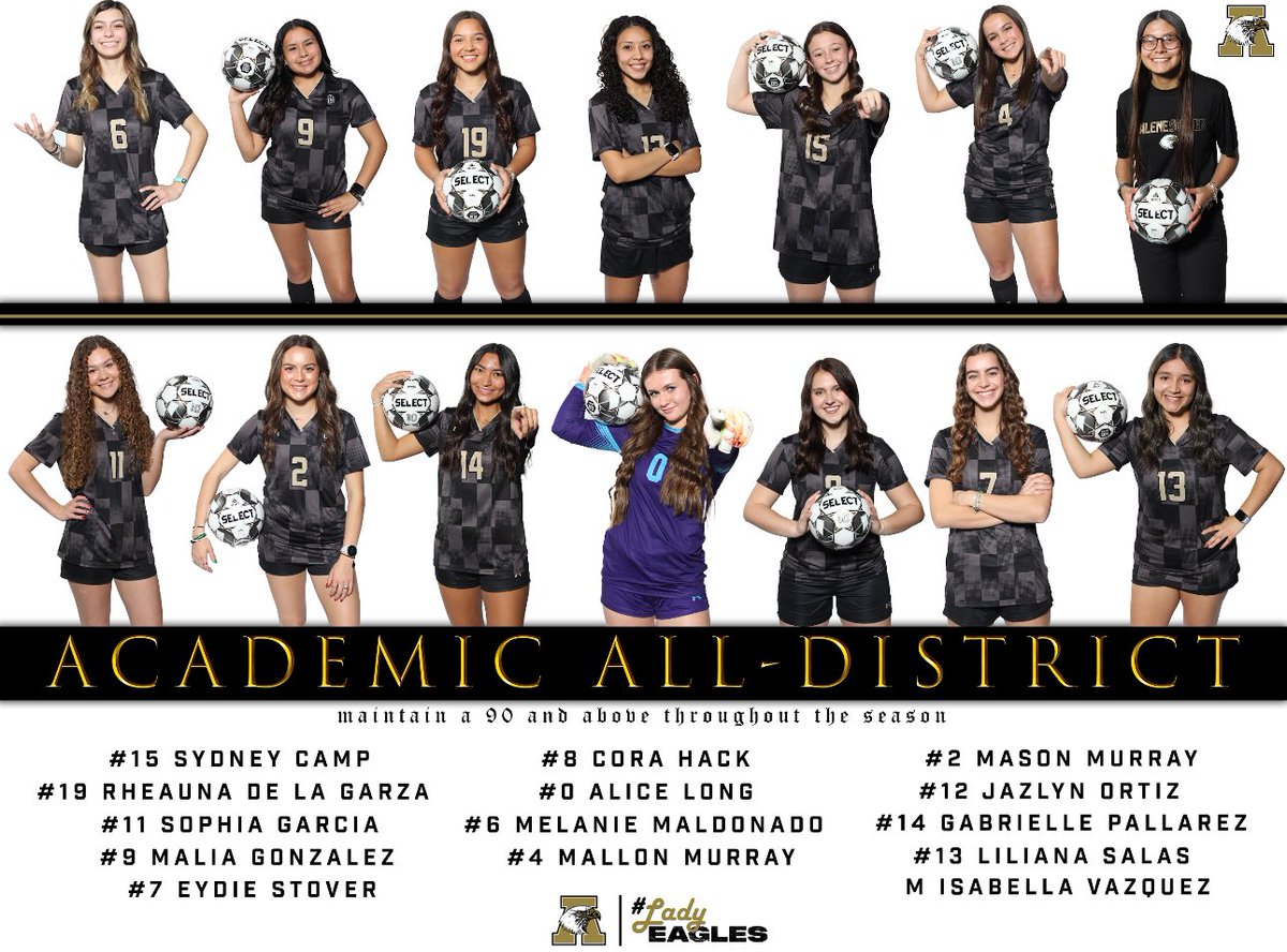 Another reason to cheer for Abilene High Women's Soccer! 🎉 We're thrilled to celebrate our players who have achieved Academic All-District honors. Your commitment to excellence both academically and athletically is truly inspiring!