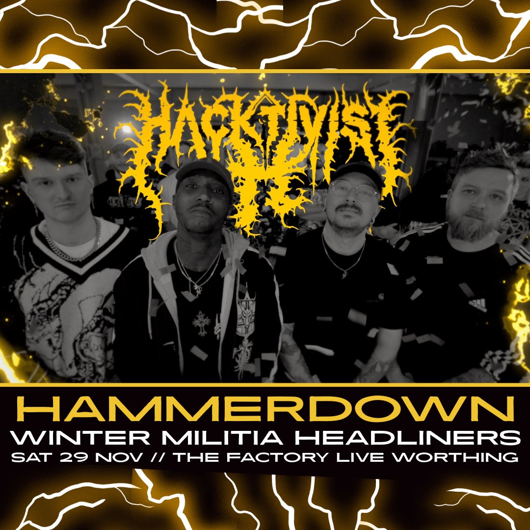 𝗛𝗘𝗔𝗗𝗟𝗜𝗡𝗘𝗥 𝗔𝗡𝗡𝗢𝗨𝗡𝗖𝗘𝗠𝗘𝗡𝗧!! ⚡️
British Rap Metal band <a href="/HacktivistUK/">H Ʌ C K T I V I S T</a> will be electrifying The Factory Live stage <a href="/Hammerdown_fest/">Hammerdown Festival</a> Winter Militia in #Worthing this November 👇
thefactorylive.co.uk/event/hammerdo…
#hactivist #metal #rapmetal #worthing #brighton