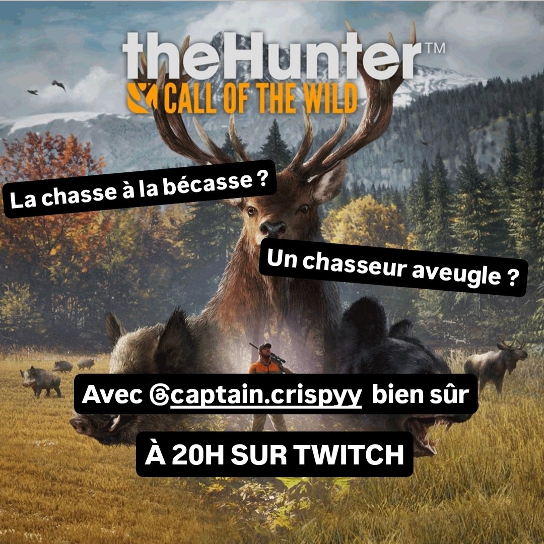 SquirrelWill's tweet photo. Ce soir c'est THE HUNTER : CALL OF THE WILD !
On reprend du service pour réguler tout ce qui bouge
Avec @Cpt_Crispyy en renfort parce que je vois rien 👌

À 20H sur Twitch
https://t.co/ME58bIQzBU
https://t.co/ME58bIQzBU https://t.co/QCoQBTQdYG
