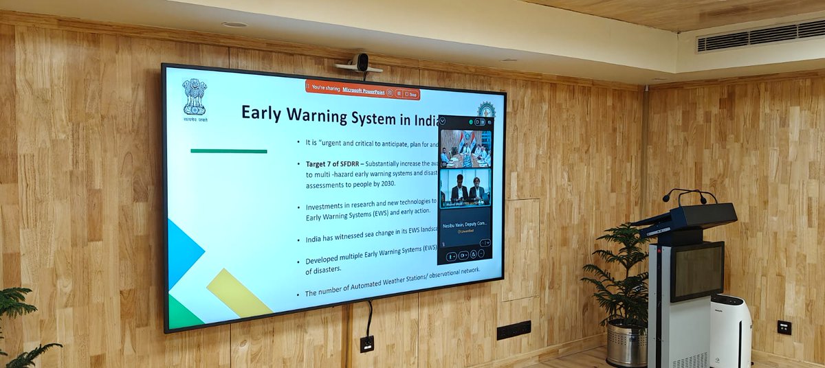 ndmaindia's tweet photo. "India participates in BRICS Disaster Management Working Group webinar, discussing crucial themes: Early Warning &amp; Early Action and Addressing Inequality to Reduce Vulnerability #BRICS #DisasterManagement #DRR" https://t.co/2dPfquocgq