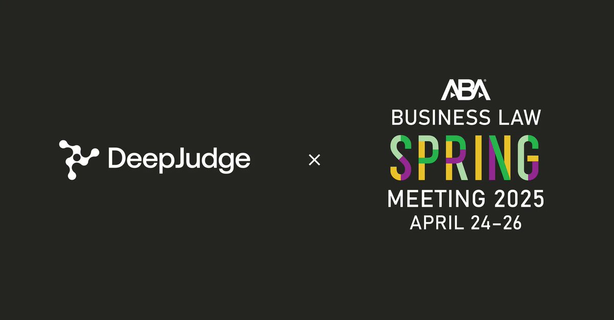 📍Heading to New Orleans for #ABABLSPRING (Apr 24–26)? Come meet <a href="/DeepJudgeAI/">DeepJudge</a>! 

💡See how we help lawyers tap into firm knowledge—instantly. 

🎤Catch our CEO + SVP of Customer Success at the Tech in M&amp;A session (Sat). 

🤝Book a 1:1: hubs.ly/Q03hMFLm0