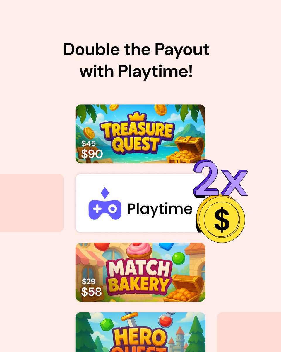 Playing games for fun? That’s cute. 🥰 From April 16th to 20th, get paid double for it. 😎
No stress, just 2X rewards. Check Pawns.app and cash in while you chill ☀️
