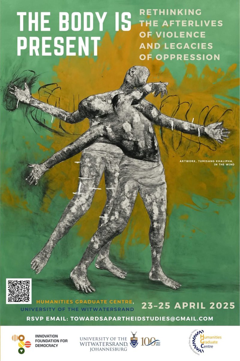 Fondation de l'innovation pour la démocratie (@livingdemocracy) on Twitter photo 📢 From April 23–25, 2025, join the 2nd Toward Critical Apartheid Studies conference at <a href="/WitsUniversity/">Wits University</a>
🎓 Theme: The body is present: Rethinking the Afterlives of Violence & Legacies of Oppression
🗣️: Mbembe, <a href="/sthemse/">Sethembile Msezane</a>, Nuttall, <a href="/DrDaries/">Anell Stacey</a>
Registration 👉🏾lc.cx/gdLudv 📢 From April 23–25, 2025, join the 2nd Toward Critical Apartheid Studies conference at <a href="/WitsUniversity/">Wits University</a>
🎓 Theme: The body is present: Rethinking the Afterlives of Violence & Legacies of Oppression
🗣️: Mbembe, <a href="/sthemse/">Sethembile Msezane</a>, Nuttall, <a href="/DrDaries/">Anell Stacey</a>
Registration 👉🏾lc.cx/gdLudv
