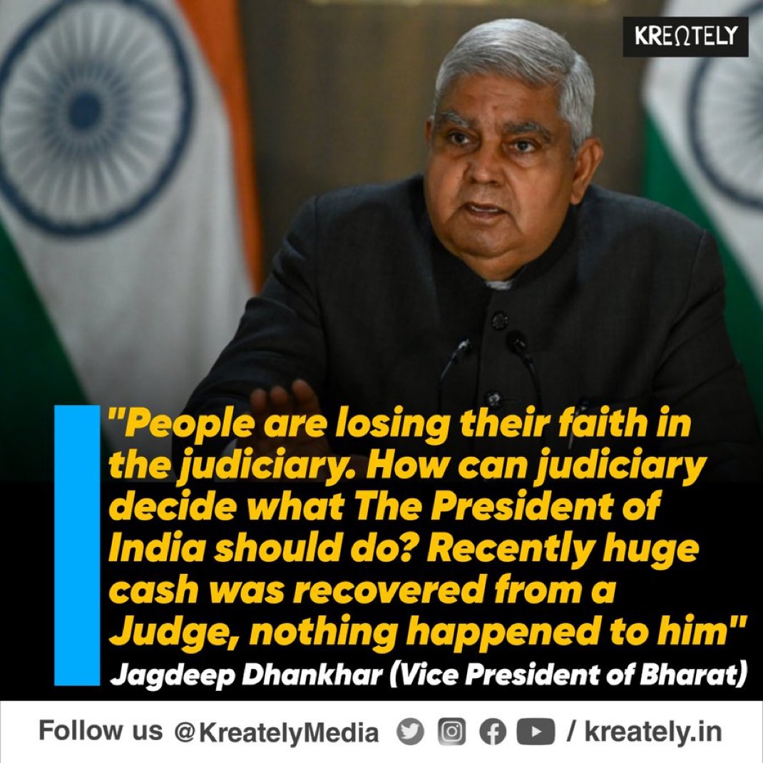 upwalebhiya's tweet photo. This is a bold statement by Vice President himself. Hope gov will put some mechanism for judges to be accountable. Verdict will be decided with the rule of law and not judge’s mood of the day.
#Incompetency https://t.co/bxXbvTmyEh