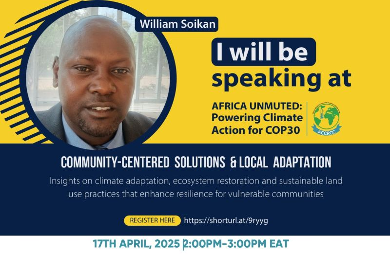 accrcc1's tweet photo. @WilliamSoikan proving insights on #ClimateAdaptation, #EcosystemRestoration and sustainable #LandUse as #AfricaUnmutes
Join us now!!!
Register by clicking on this link: https://t.co/r0Gpd28YIc or join the zoom via
Meeting ID: 832 5368 0731
Passcode: 392830 
@KajiadoGov #Maa https://t.co/oIOxaAc5HD