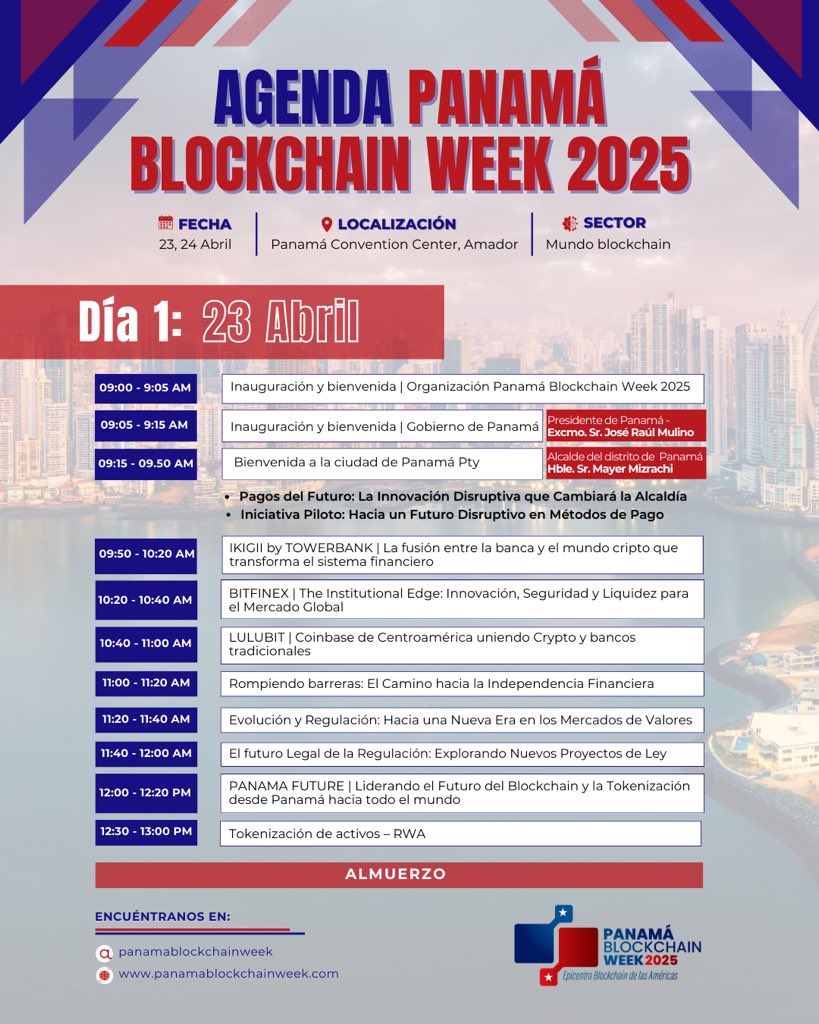 LatamBlockWeek's tweet photo. ¡Ya puedes organizar tu experiencia en #PBW25! 📲✨
🚀Consulta la AGENDA completa con horarios de charlas, paneles, workshops y mucho más: https://t.co/uqv0j7Omy1
Todo lo que necesitas saber para aprovechar al máximo la Panama Blockchain Week.
🗓️ 23-24 de abril
📍 Panamá Convention Center
#PanamaBlockchainWeek2025 #Blockchain #Web3 #Networking #algograndevienepbw2025 #Innovación #events