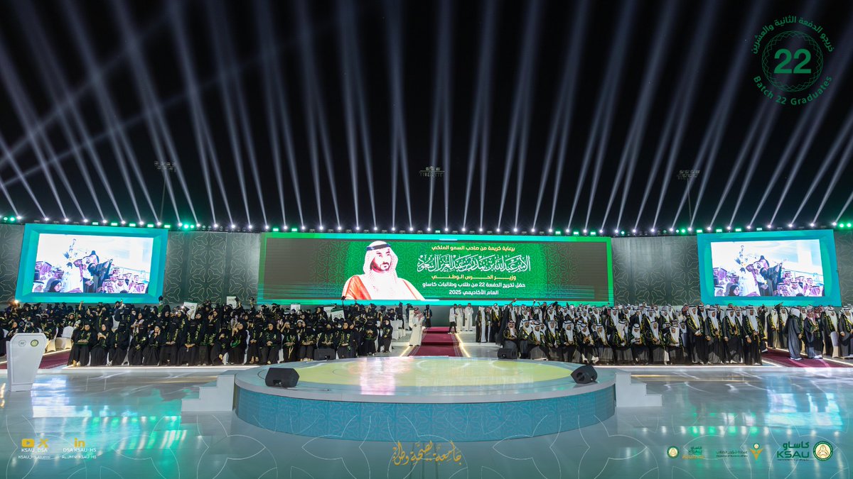 تضمن الحفل اللحظة المنتظرة، حيث تقدم سعادة عميد شؤون الطلاب، الأستاذ الدكتور بدر بن علي المقبل، بدعوة راعي الحفل لإعلان تخريج الدفعة الثانية والعشرين.

#خريجو_كاساو_2025